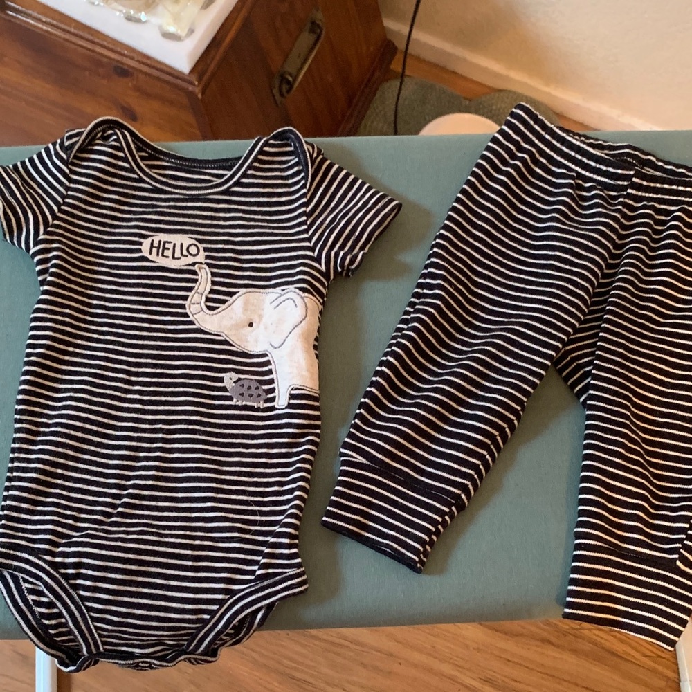Carter’s Child of Mine Striped Elephant Onesie & Pants Set